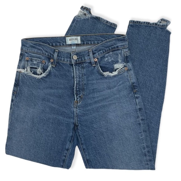 AGOLDE Denim Toni Mid Rise Straight in Stratosphere Distressed Women's - Picture 7 of 7
